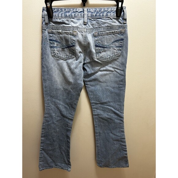 VTG Y2K Aeropostale Jeans Women 00S Blue Denim Pants Low Rise Flare Rhinestone - Picture 4 of 7